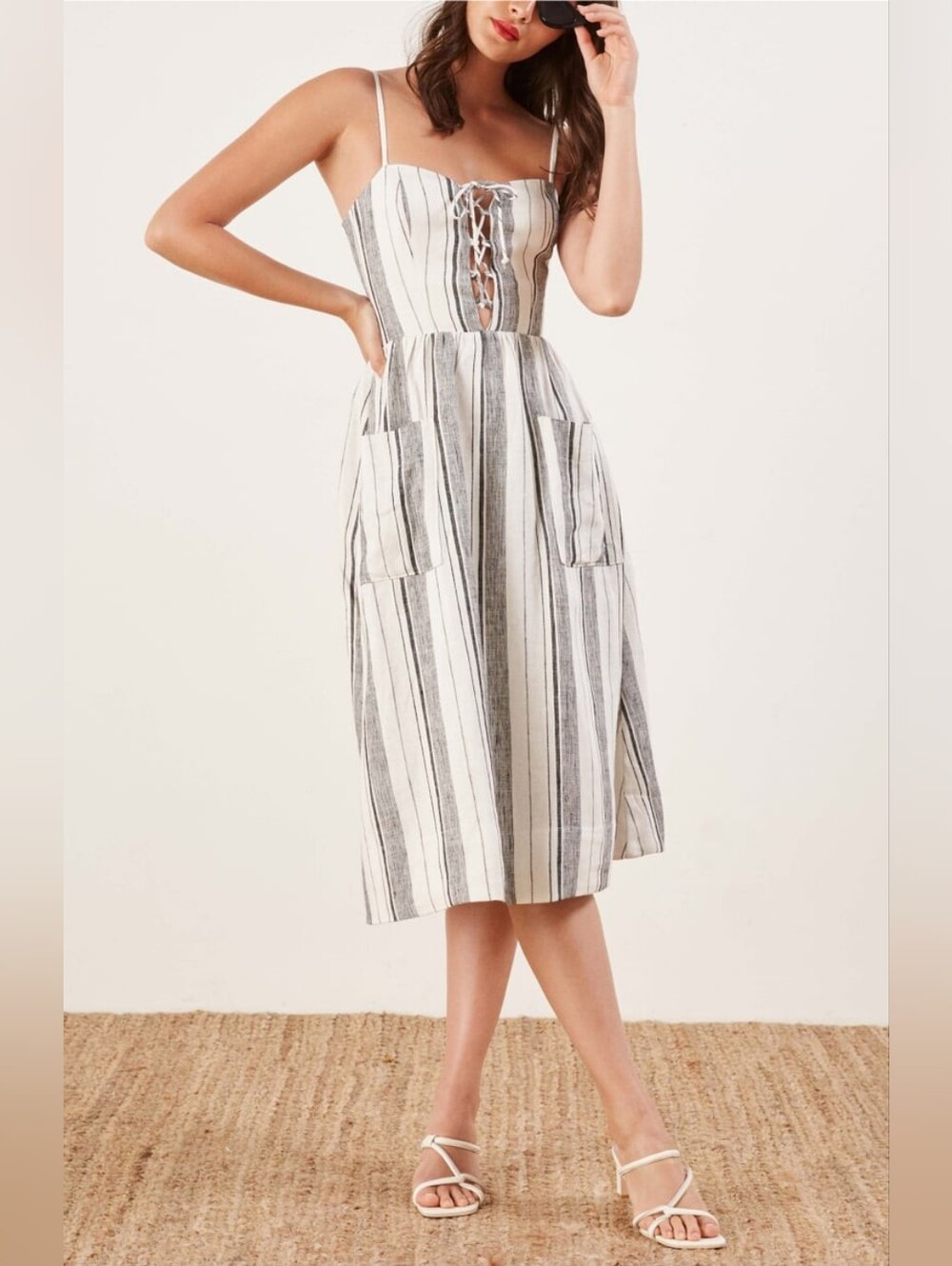 Reformation Ellen Linen Midi Dress Size 12